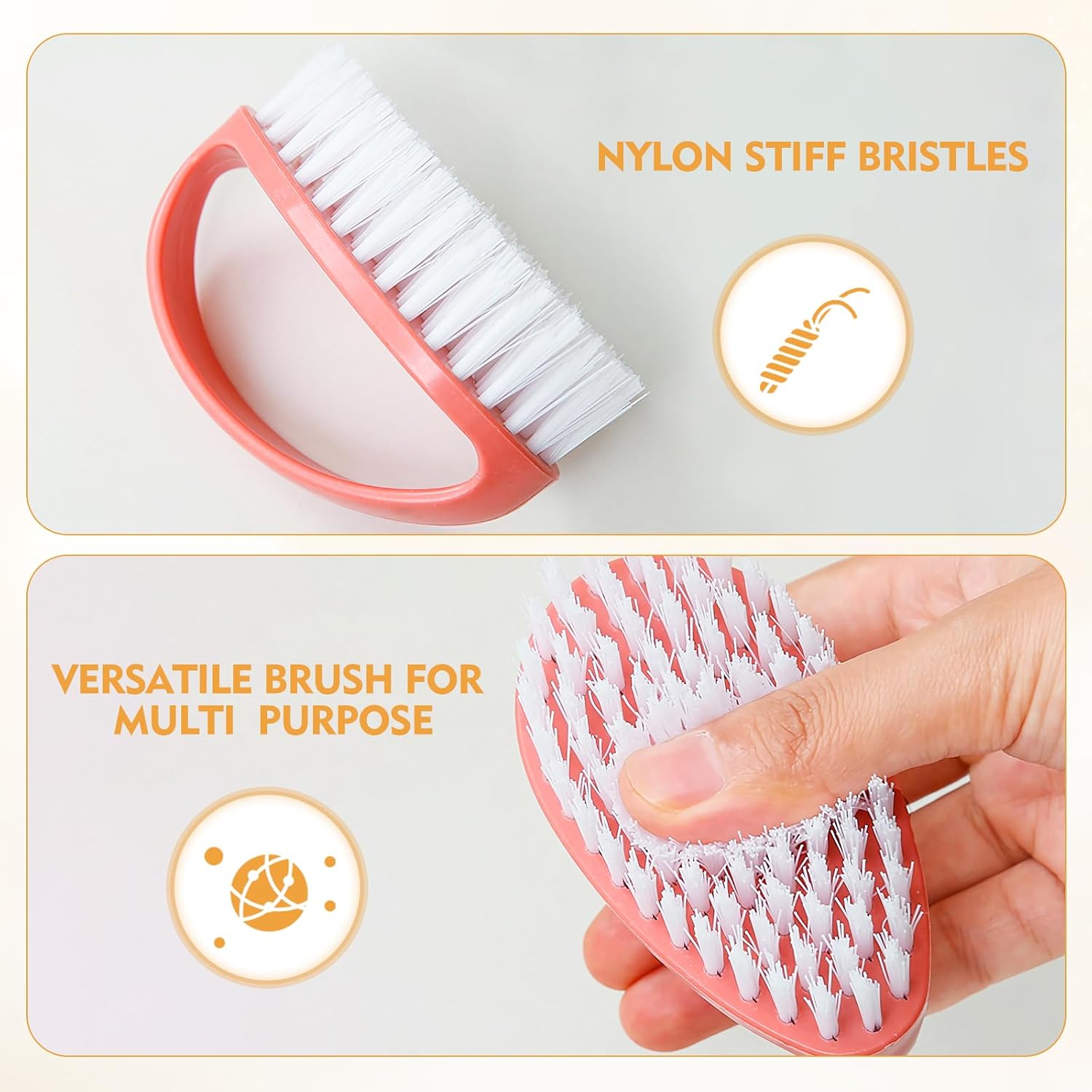 2 Pack Small Stiff Bristle Scrub Brushes image 3