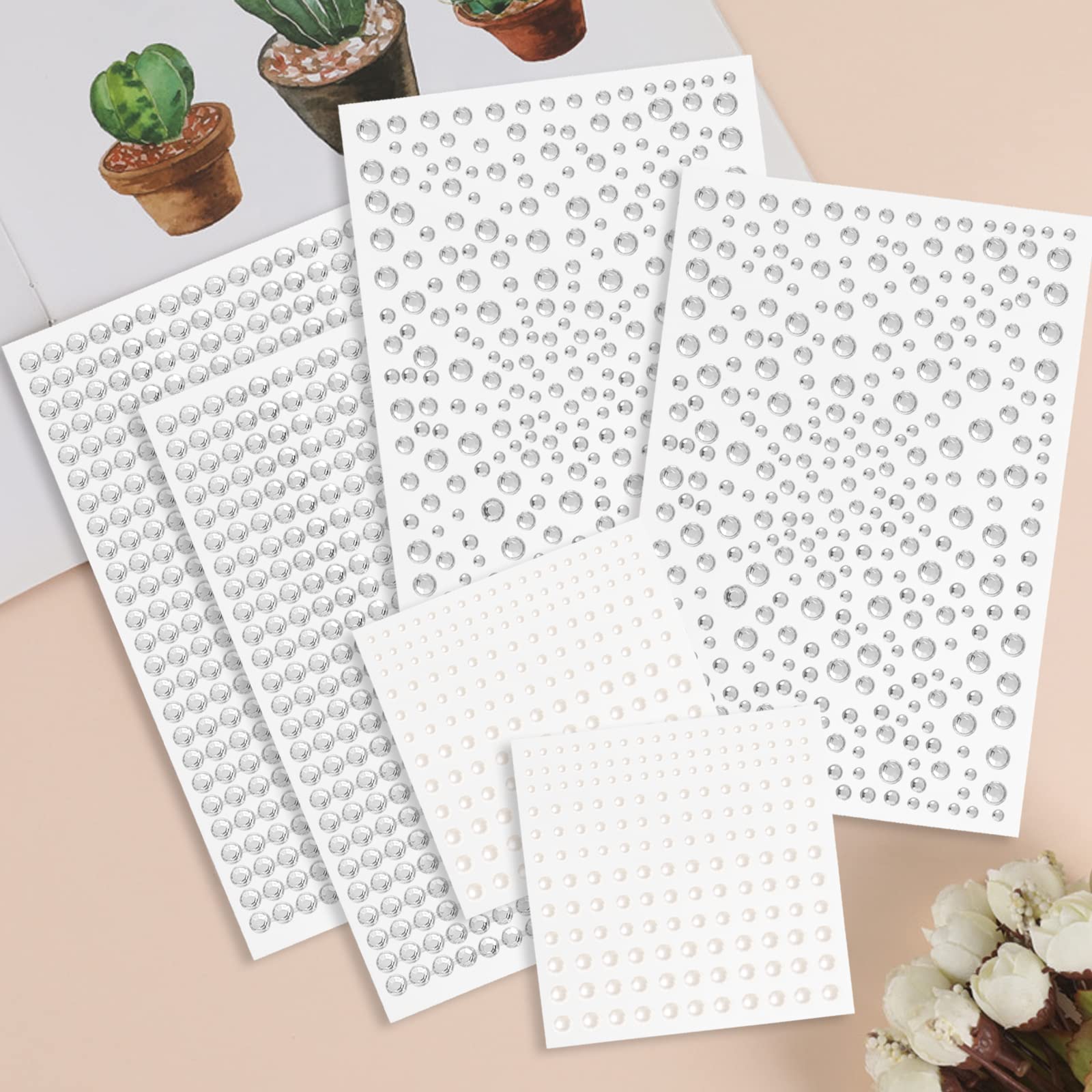 14 Vellen 1200 Stuks Strass Stickers, Zelfklevende Kristal Strass PC