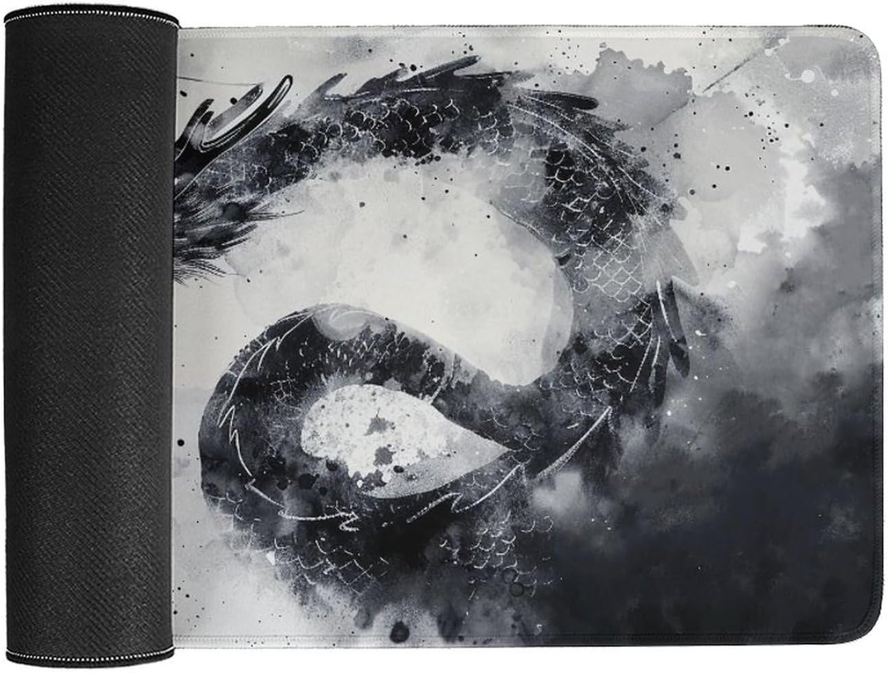 Cool Black and White Dragon Mouse Pad Gaming Japanese Large Mousepad Desk Pad for Laptop Keyboard and Mouse Non-Slip Rubber Office Minimalist Desk Accessories 23.6" X 11.8" - Image 3