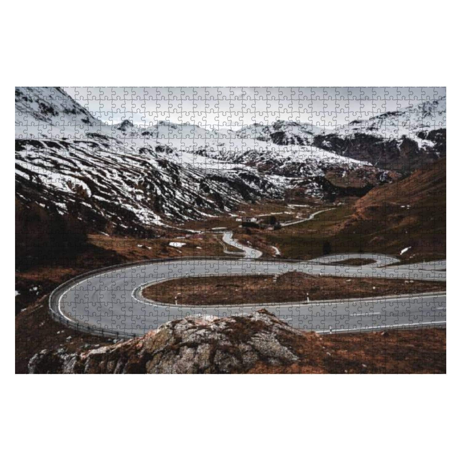 Julier pass road switzerland 1000 Pieces Wooden Jigsaw Puzzles for Adults Decompression DIY Children Educational Puzzles Creative Games Toys Gift Home Decor