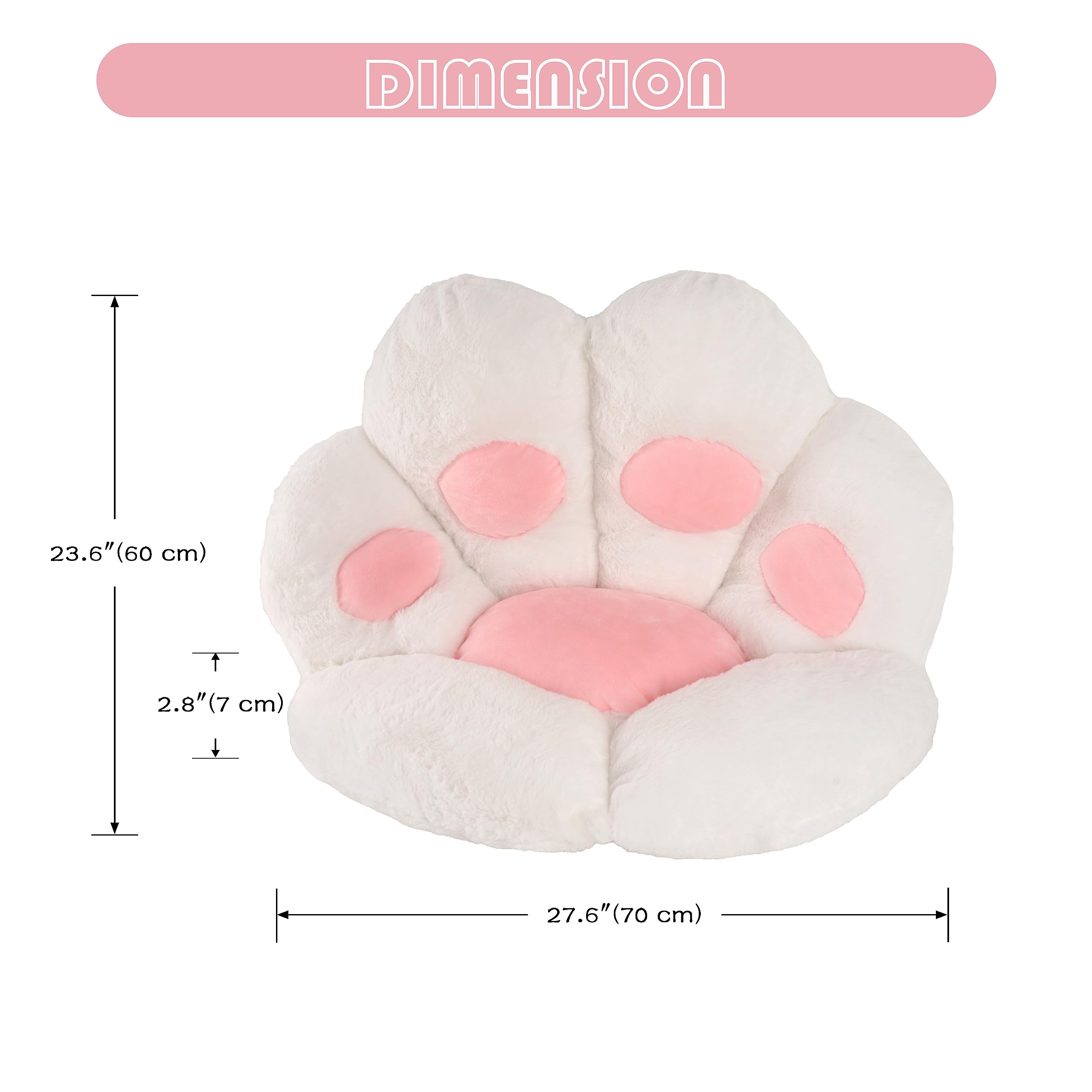 FlyGulls Cat Paw Cushion Kawaii Cat Pillow for Computer Gaming Chair Comfy Cat Paw Seat Cushion for Office Chairs Cute Cat Plush Pillow for Room Decor (White - Image 2