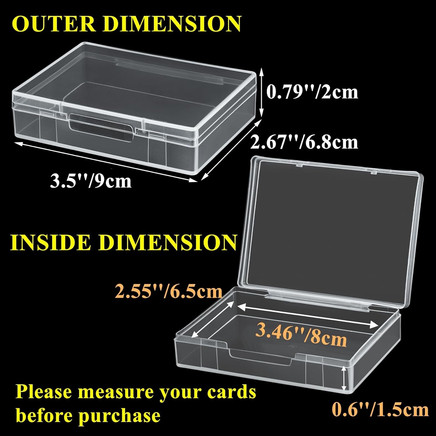 Tebery 24 Pack Blank Playing Card Case Clear Card Deck Box Snaps Closed, Empty Plastic Storage Box Holder for Bank Cards, Business Cards, Game Card