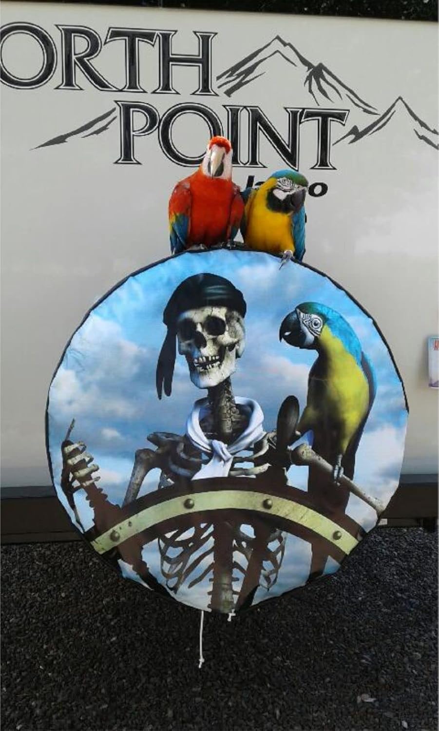 Tire Cover Central Pirate & Parrot Ships Wheel Spare Tire Wheel Cover for Camper, RV, Motorhome, 4x4 & More