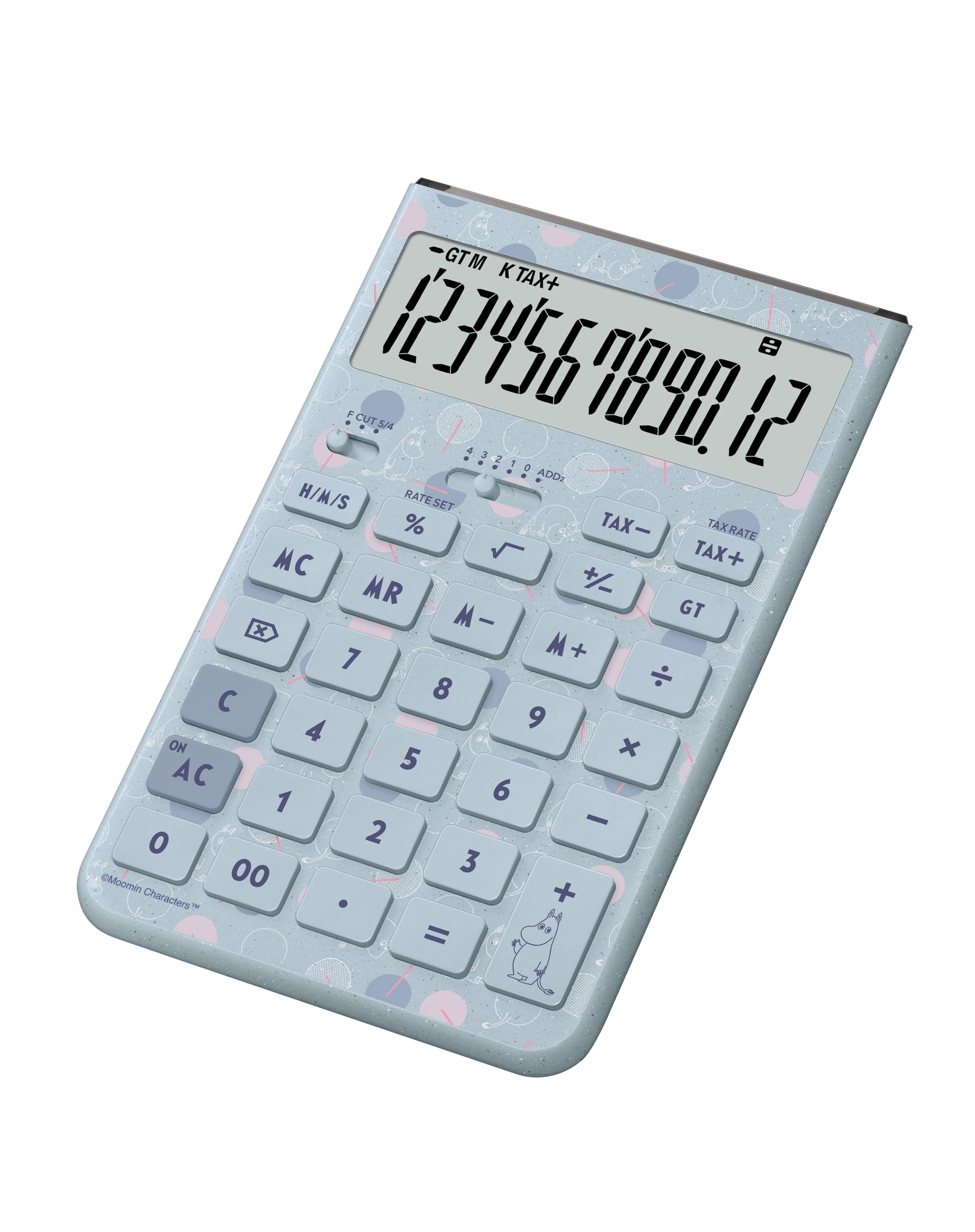 カシオ デザイン電卓 Comfy ムーミンモデル ムーミンデザイン グレイッシュブルー ジャストタイプ 12桁 JT-200T-MM-BU-N