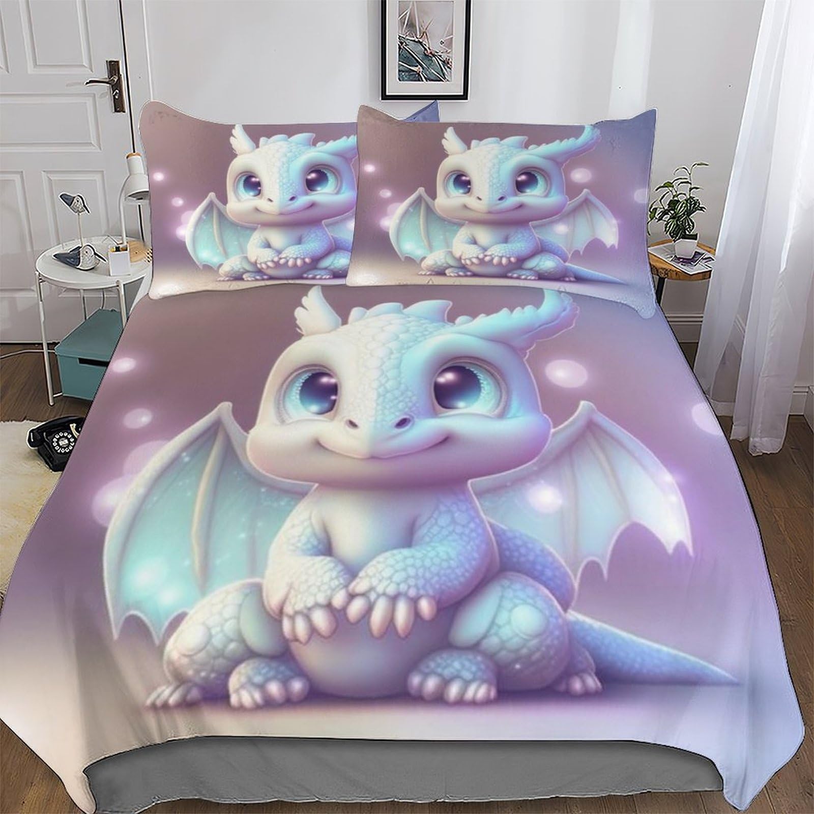 Parure de lit ptérosaure 220x240 cm anti-plis pour simplifier le nettoyage du lit