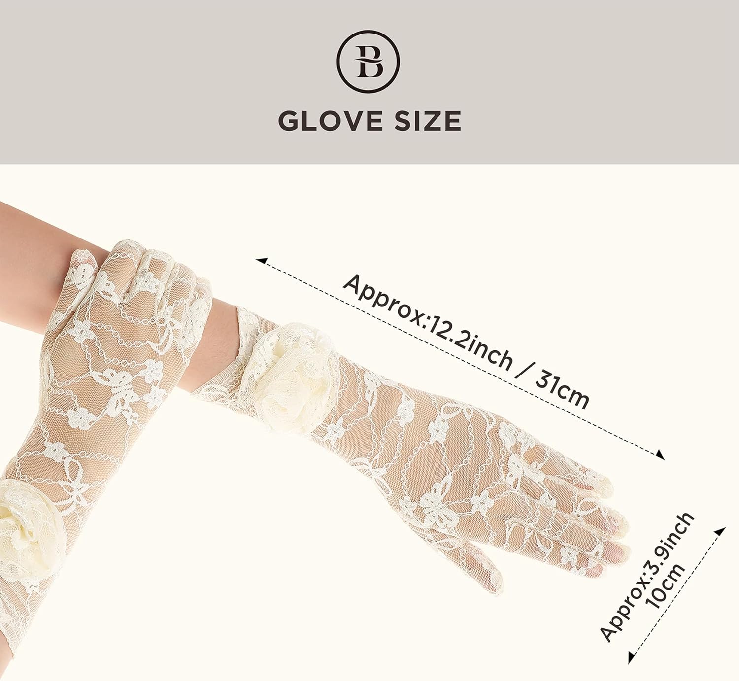 BABEYOND Lace Gloves Women - Floral Opera Gloves Stretchy Elegant Tea Party Accessories for Wedding Prom Evening Party - Image 6