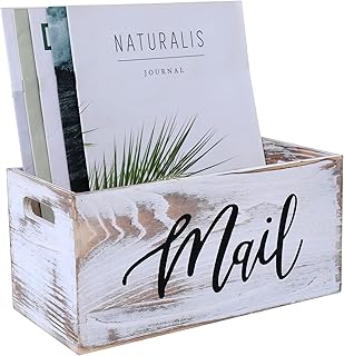 CFYACFY Mail Organizer Countertop Mail and Key Holder for Desk Mail Basket Letter Organizer Caddy Dorm Organizer Rustic Home Decor Mailbox White 5.5*5.5*11.4 Inch