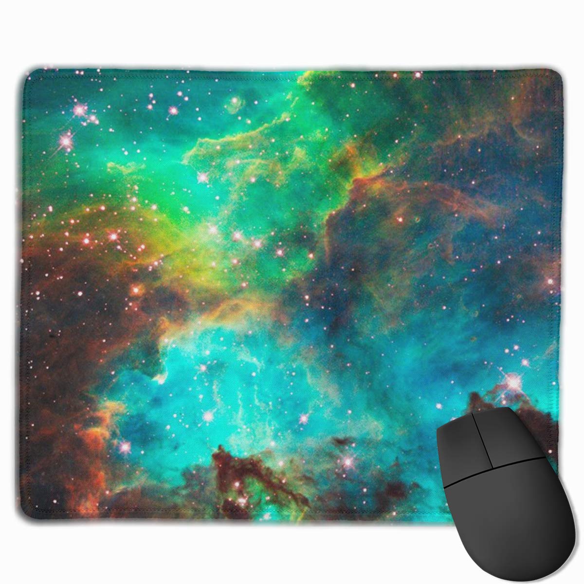 Green Galaxy Mouse Pad Gaming Mousepad with Stitched Edge Non-Slip Rubber Mouse Mat for Computers Laptop