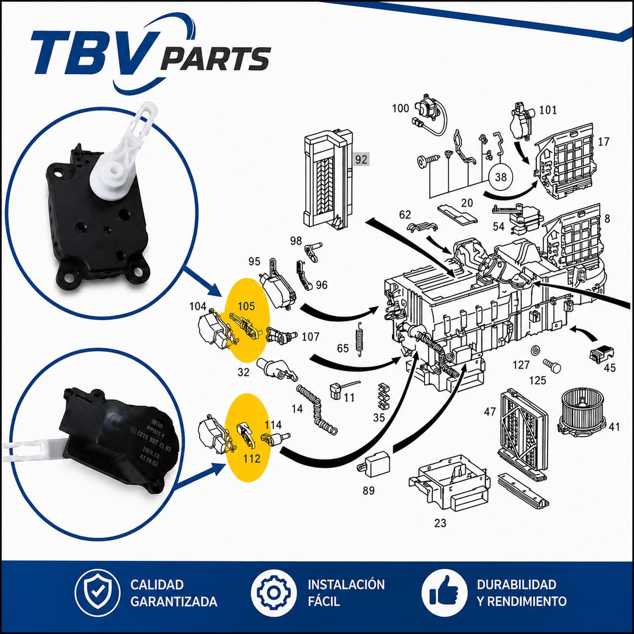 Set di riparazione leva di controllo climatizzazione (HVAC) W203 W209 W463 A2038300033 2038300033 Elemento di controllo riscaldamento ventilazione, leva aria condizionata