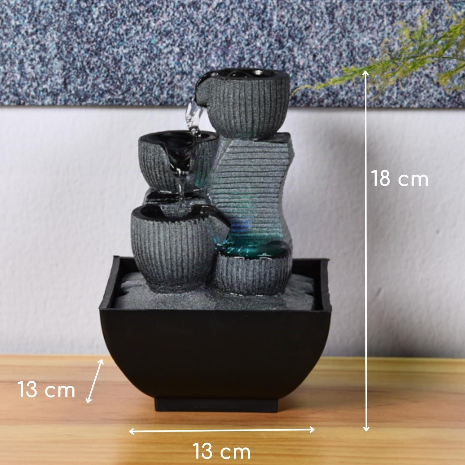 Zen Light - Kini, Fontana da Interno con Pompa e Illuminazione a LED, in Resina, Taglia Unica