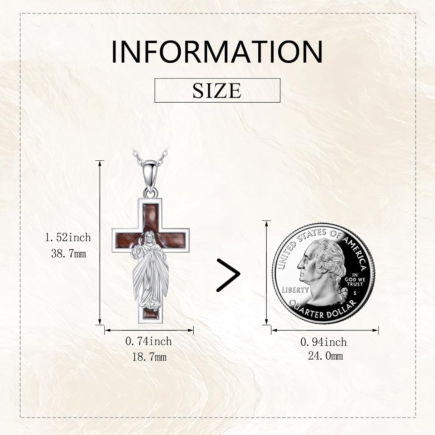 AXELUNA Wood Jesus Cross Necklace Wooden Pendant Necklace Wood Jewelry Gifts For Women Men - Image 2