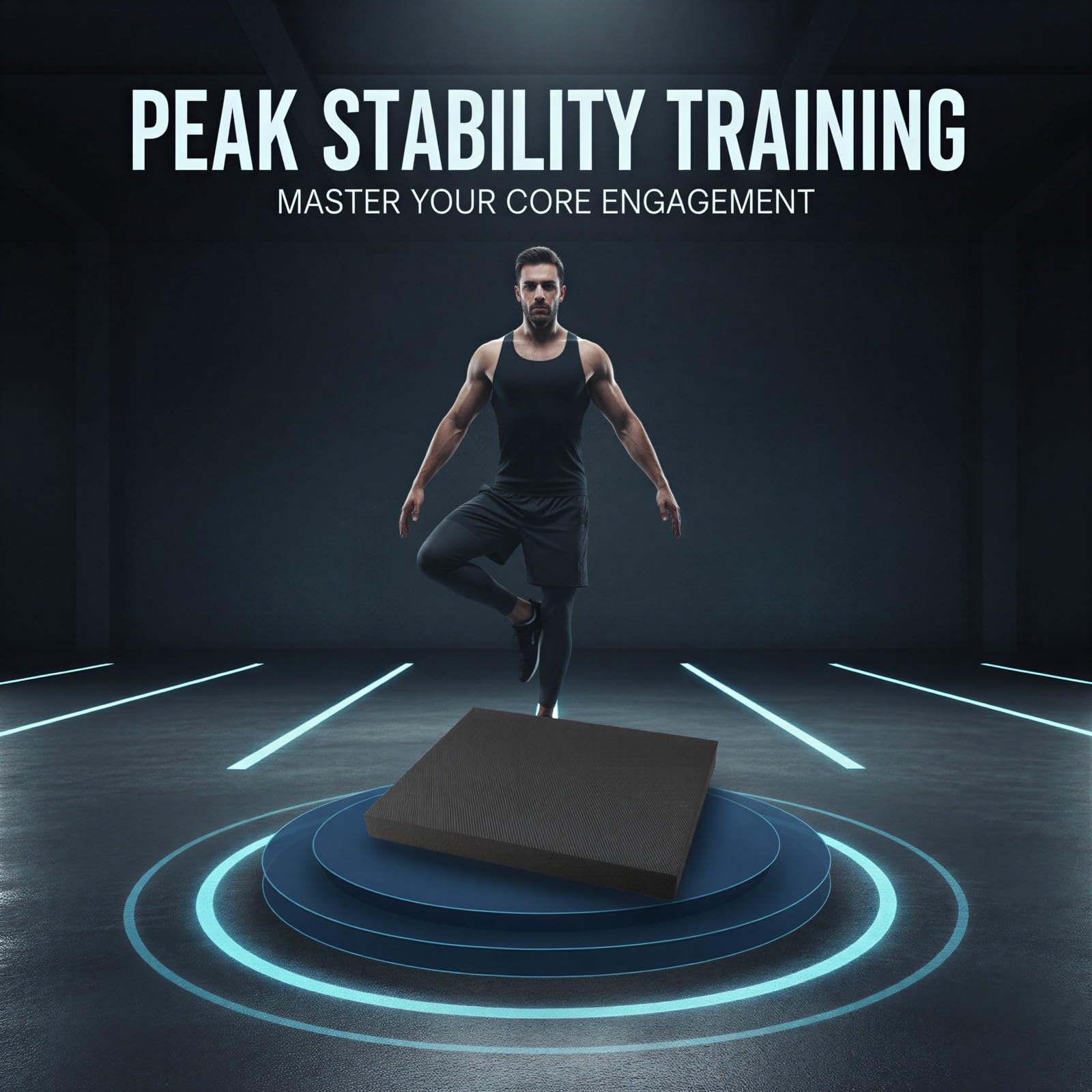 Balance-Pad, 6 cm dickes TPE-Yoga-Balance-Pad für Training, rutschhemmendes Stabilitätstrainer-Kissen für Reha-Unterstützung, Core-Training und Kniepolster bei Planks, Tinten-Schwarz