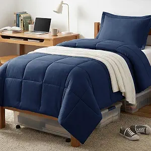CozyLux Twin/Twin XL Comforter Set Navy Blue - All Season Lightweight Bedding with Pillow Sham