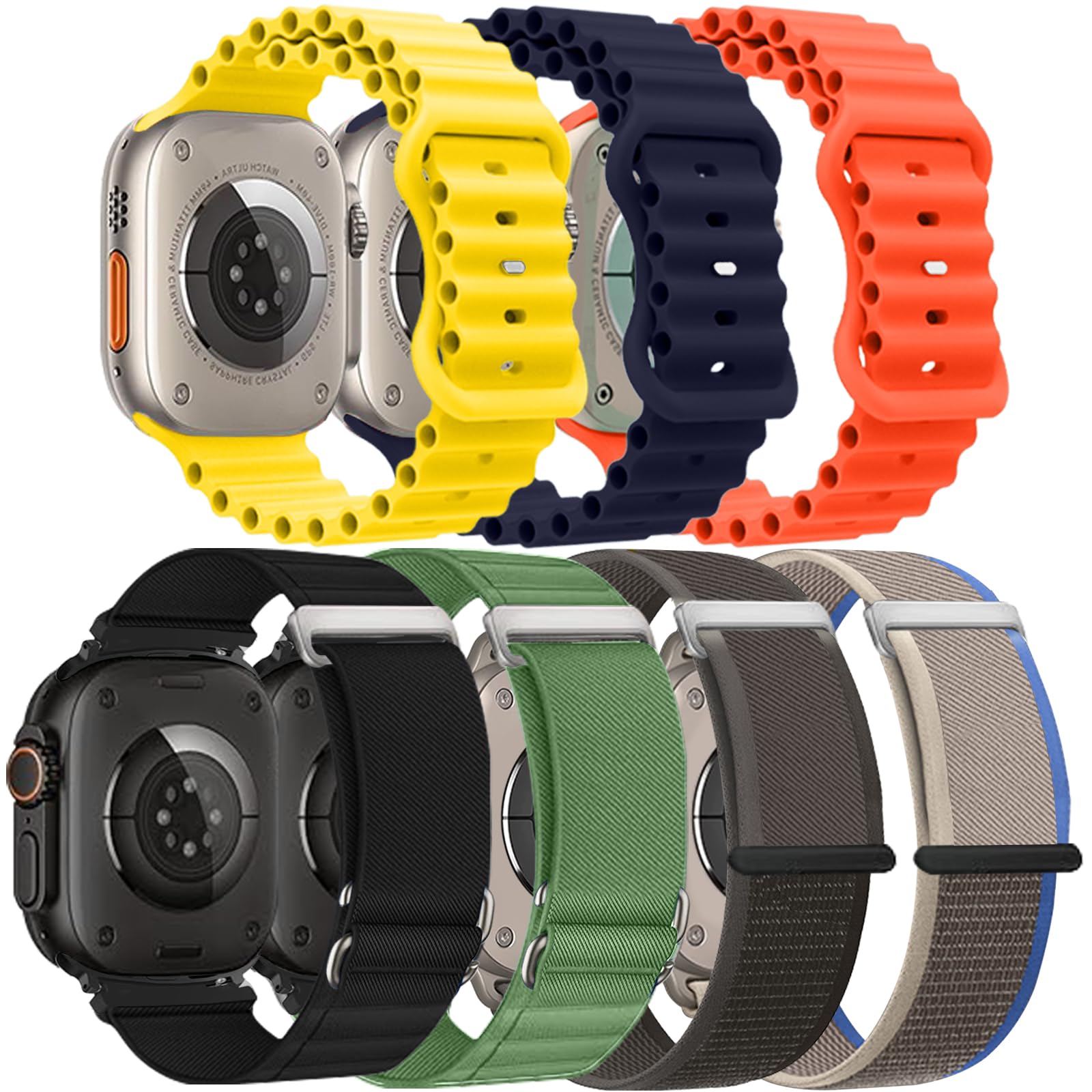 Alpine 7 Pack Watch Band Compatible with Apple Watch Ultra 49mm 45mm 44mm Men Women, Nylon Sport Loop Bands for Apple Watch Ultra 2&1 iWatch Series10 9 8 7 SE 6 5 4