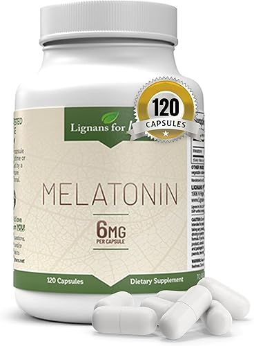 Lignans for Life Melatonina para perros y personas, 6 mg - 120 cápsulas - Suplemento para dormir