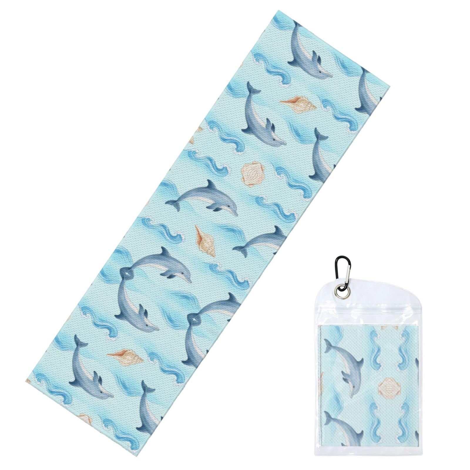 DUYIOKH Ocean Dolphin Pattern Print Cooling Towel, Portable Towel for Gym Workout Golf Beach World Cup Sports Hot Weather