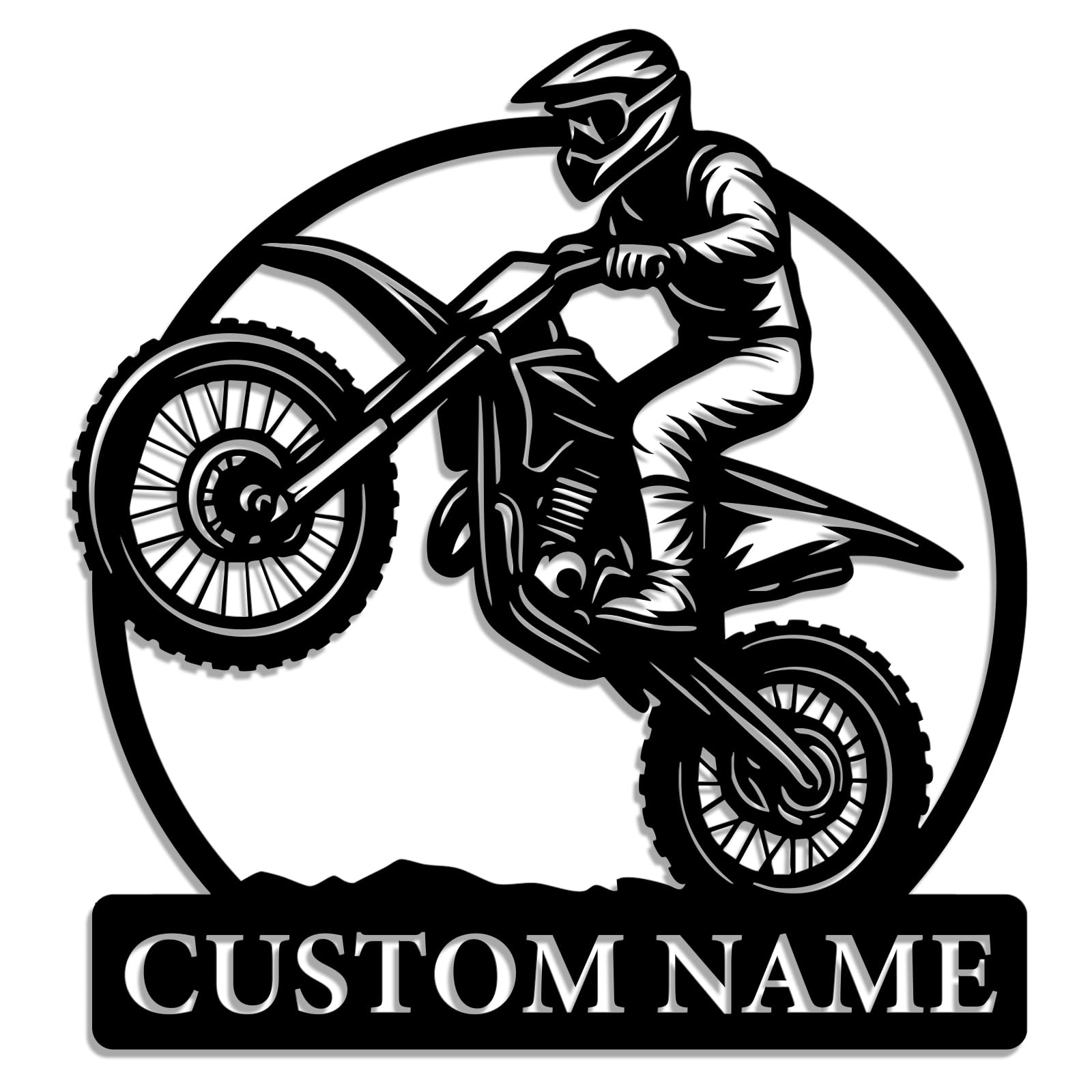 Personalized Dirt Bike Metal Sign – Custom Name Motocross Rider Iron Wall Art – Garage, Workshop, Man Cave & Gift for Racing Enthusiasts (Style-A)