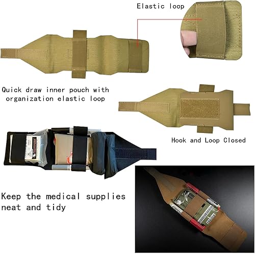 Miniatura 4 de Hdlsina Cinturón táctico IFAK Micro Med Kit médico bolsa primeros auxilios micro trauma kit militar con rotación del torniquete de varilla de metal