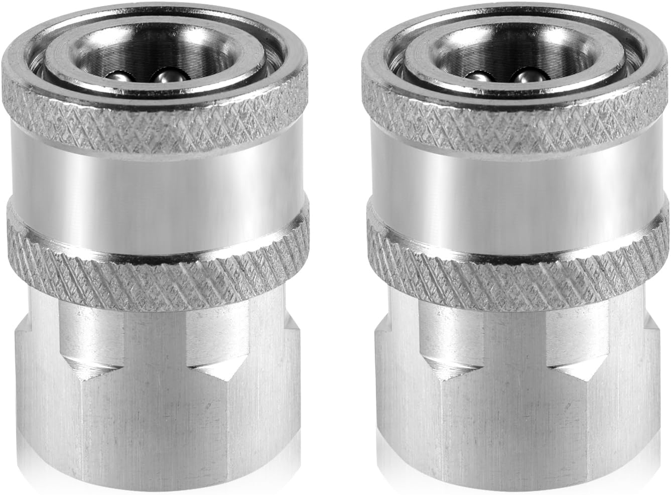 2pcs Fast Connect Pressure Washer Fittings, Stainless Steel Pressure Water Gun Connectors 1/4 Fast Connect Plug(Female Internal Threads)