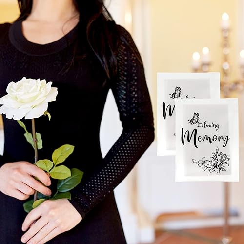 Miniatura 6 de Eaasty Paquete de 60 pañuelos faciales funerarios en pañuelos de bolsillo de memoria amorosa, recuerdos funerarios de viaje a granel, paquetes de