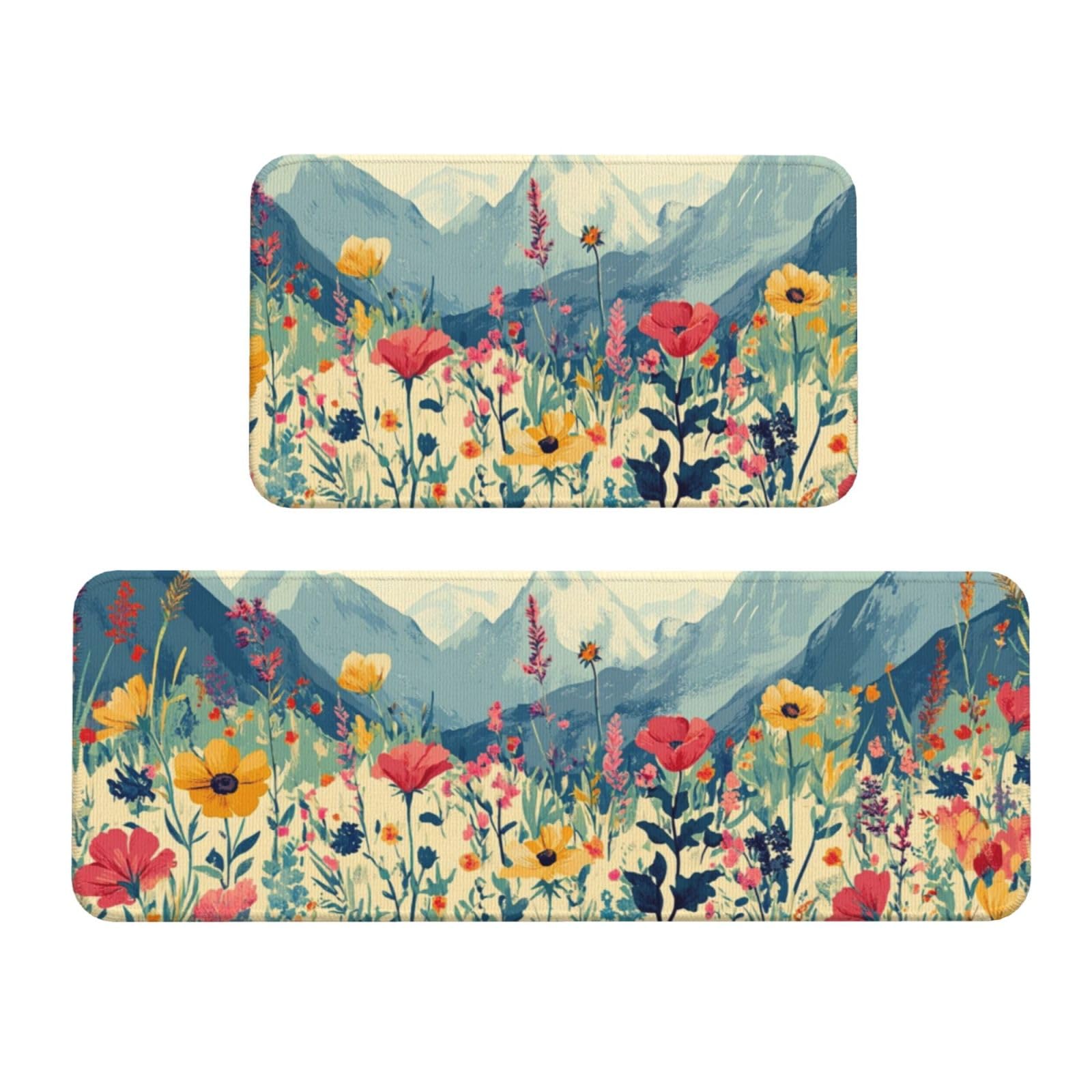 Alfombras de cocina acolchadas de alta resistencia y diseño exclusivo de flores anime