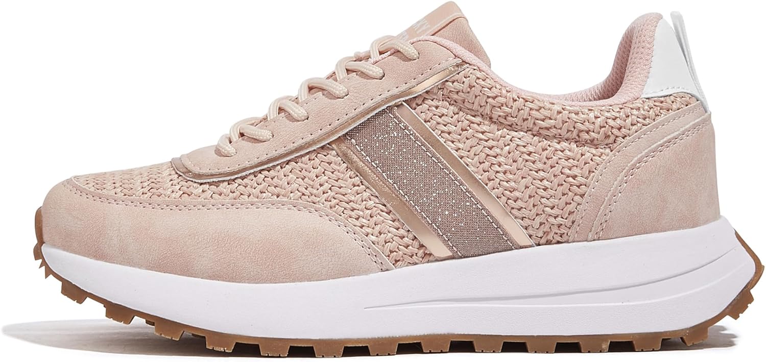 LUCKY STEP Women Platform Walking Shoe Fashion Retro Classic Casual Trainers Braided Rhinestone Sneakers Tennis Running Walking Shoes