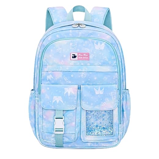 Mochila Escolar Infantil Menina Impermeável 41cm – Mochila Feminina Infantil Reforçada com Compartimentos, Abertura 180°, Multi Bolsos, Leve para Escola, Passeio e Viagem