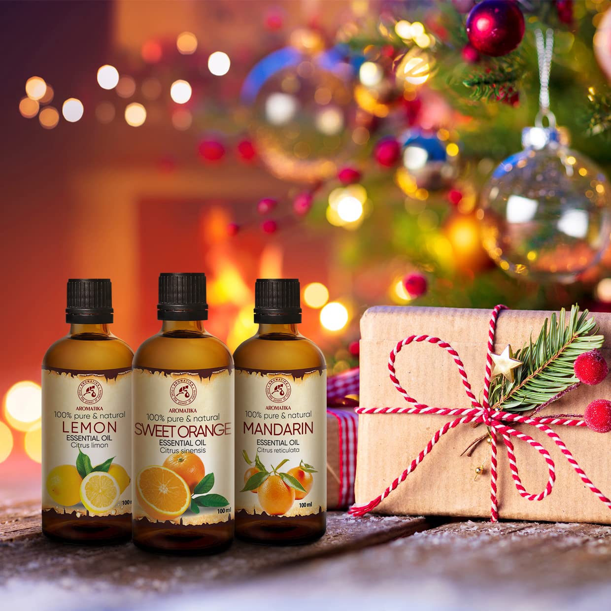 Set de Aceites Esenciales 3x100ml - Limón, Naranja, Mandarina - Para Difusor, Aromalamp, Humidificador, Lámpara Aromática - Cuidado de Uñas