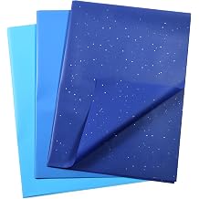 SUNCOLOR Blue Tissue Paper Set, 36 Sheets, Glitter and Solid, 20 x 20 Inch, 3 Assorted Shades for Gift Wrapping and Crafts
