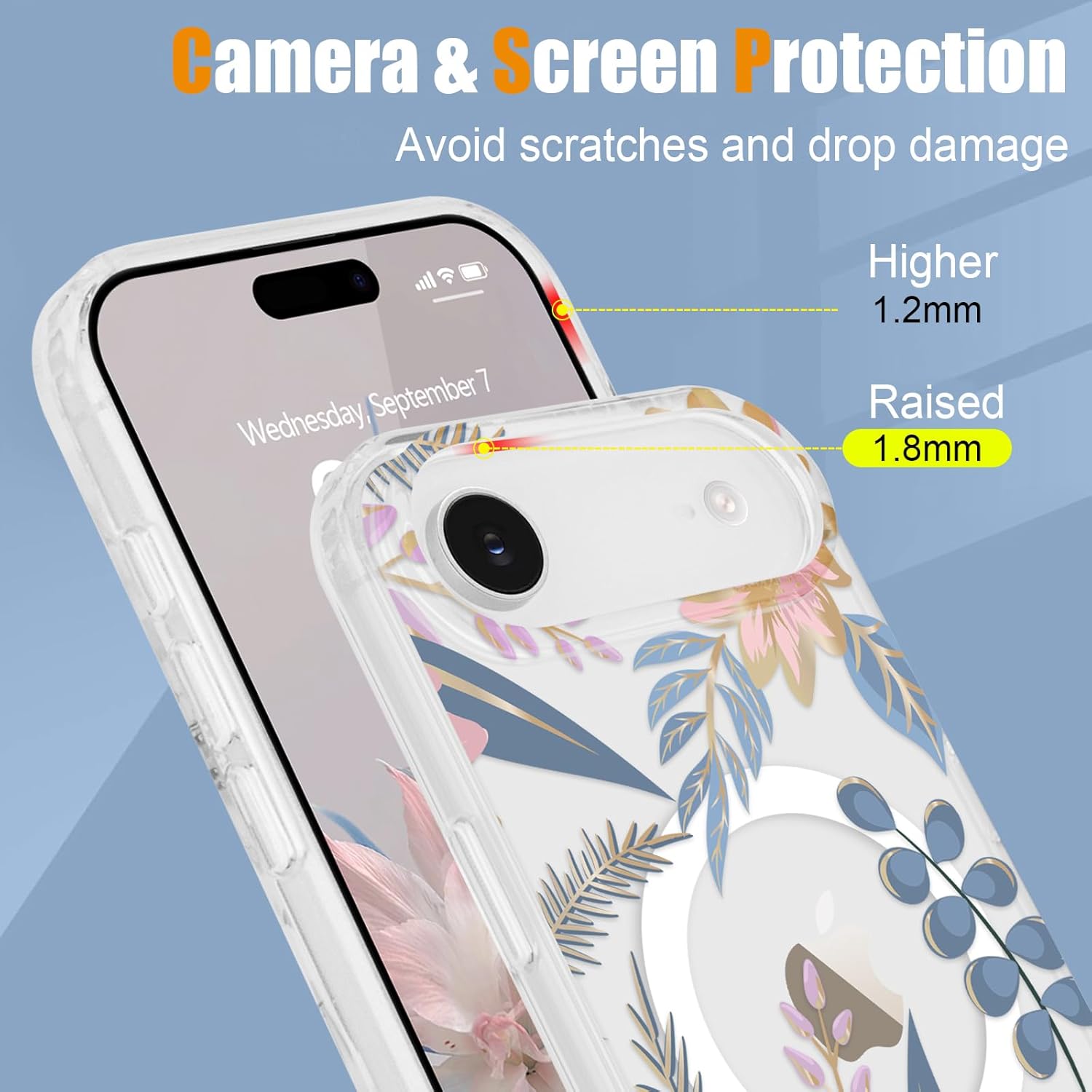 Magnetic for iPhone Air Case Floral, Cute Luxury Clear Flower Cover for Women Girls Elegant Aesthetic Soft [Compatible with Magsafe] Protective Phone Case for iPhone Air, Blossom - Image 3