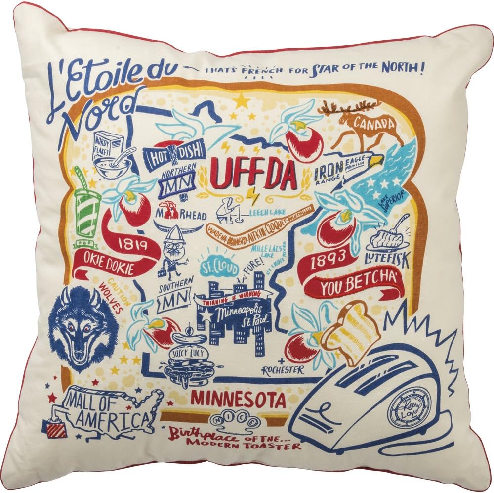 Primitives by Kathy 30523 Home Minnesota State Cotton Decorative Throw Pillow, 20-Inch Square Primitives by Kathy 30523 Home Minnesota State Cotton Decorative Throw Pillow, 20-Inch Square
