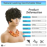 Vista 3 de Pelucas cortas para mujeres negras, corte Pixie, pelucas cortas rizadas negras Pixie en capas, resistentes al calor, peluca de corte Pixie