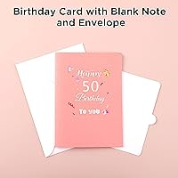Vista 4 de Tarjeta emergente de cumpleaños número 50, tarjeta feliz cumpleaños número 50 para ella, para mujeres, esposa, regalo de 50 cumpleaños para hermana