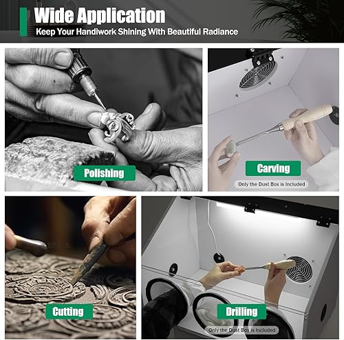 Miniatura 4 de TBVECHI Pulidor eléctrico de mesa de molienda totalmente cerrado, caja de polvo transparente cubierta acrílica con luz LED y soplador para máquina