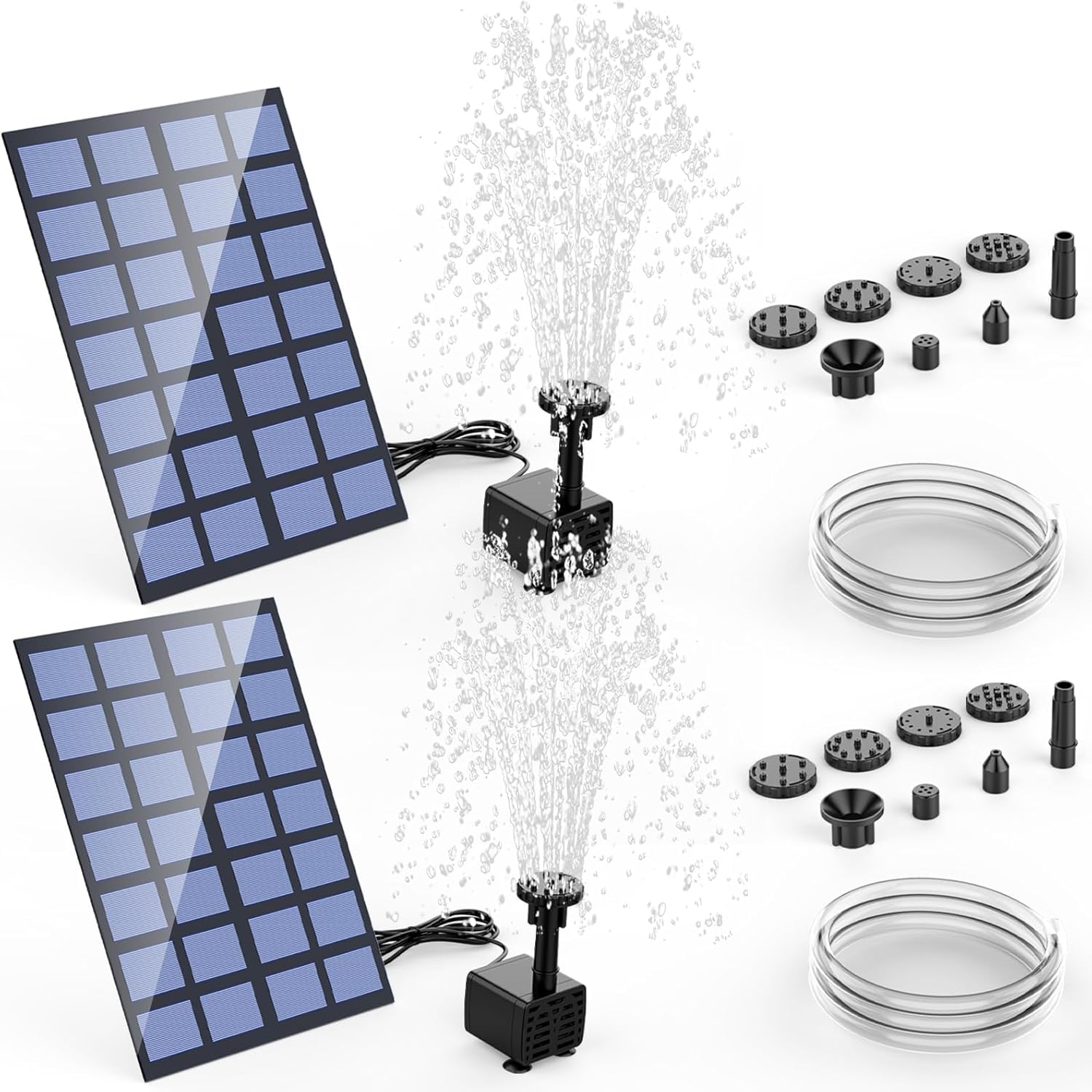 AISITIN Fuente solar para exterior de 2,5 W, fuente para exteriores, con tubería de agua de 1,2 m, bomba para estanque con 6 efectos de pulverización, bomba para jardín