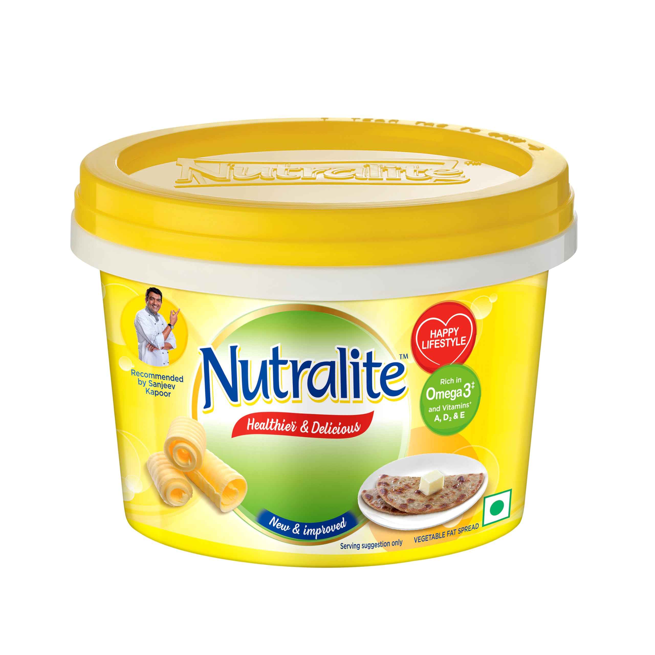 Nutralite Premium Fat Spread Tub (500g) | Enriched with Vitamins and Omega 3 | Naturally Cholesterol-free | Zero Trans-Fat | For Healthier & Delicious Meals | Easy To Spread