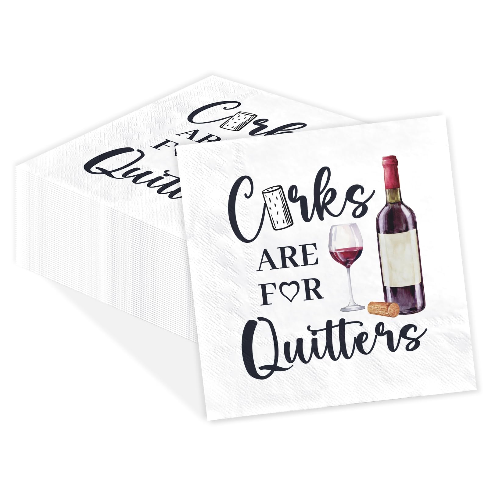 50 Pcs Funny Wine Cocktail Napkins 5 x 5 Inch 3 Ply Wine Drinking Napkins