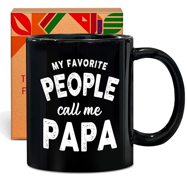 Personalized Gifts for Dad Funny My Favorite People Call Me Papa Ceramic Coffee Mug 11 OZ - Unique