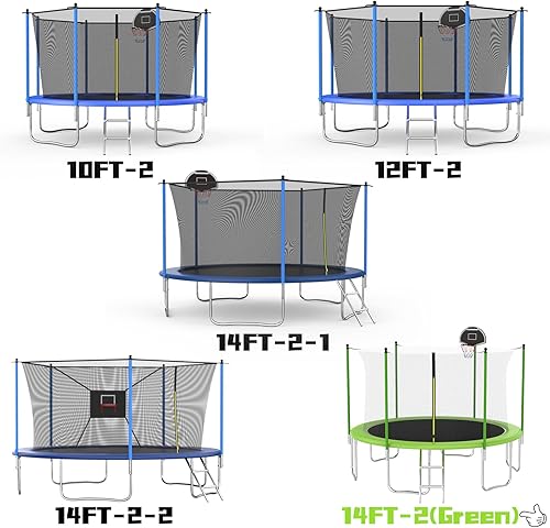 Miniatura 33 de Tranpoline - Tranpoline para exteriores de 16 pies, 14 pies, 12 pies, 10 pies, para niños y adultos, capacidad de peso de tranpoline de 300 a 1000