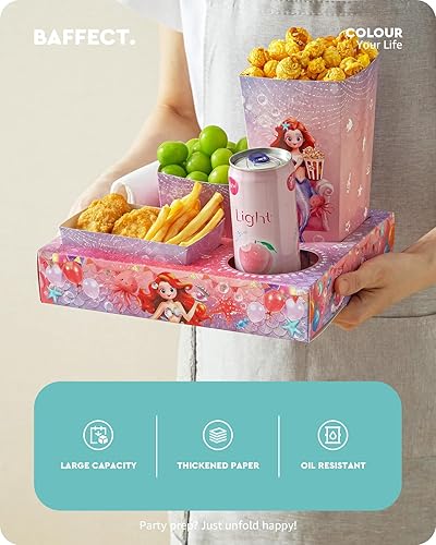 Miniatura 2 de Baffect Bandejas de aperitivos de noche de película, 120 unidades, incluye 20 bandejas de aperitivos de fiesta de sirena, 20 cajas de palomitas de
