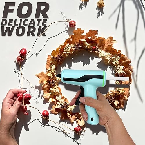 Miniatura 11 de Pistola de pegamento, pistola de pegamento caliente con 30 barras de pegamento y 10 palos de madera para manualidades, kit de mini pistola de Rosa +