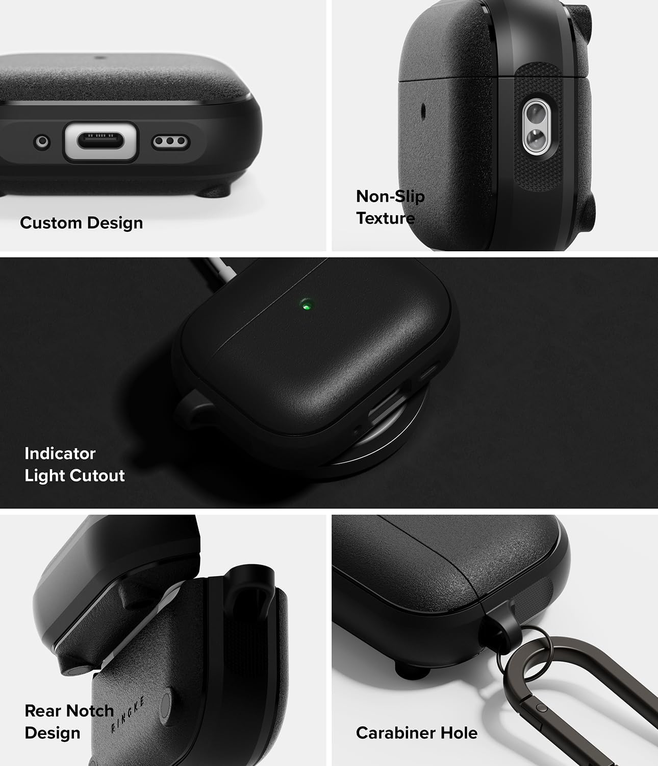 Ringke Onyx Magnetic for AirPods Pro 3 Case [Compatible with MagSafe] Oil & Dirt Resistant Feels Good in The Hand Non-Slip Lightweight Cover with Carabiner - Black