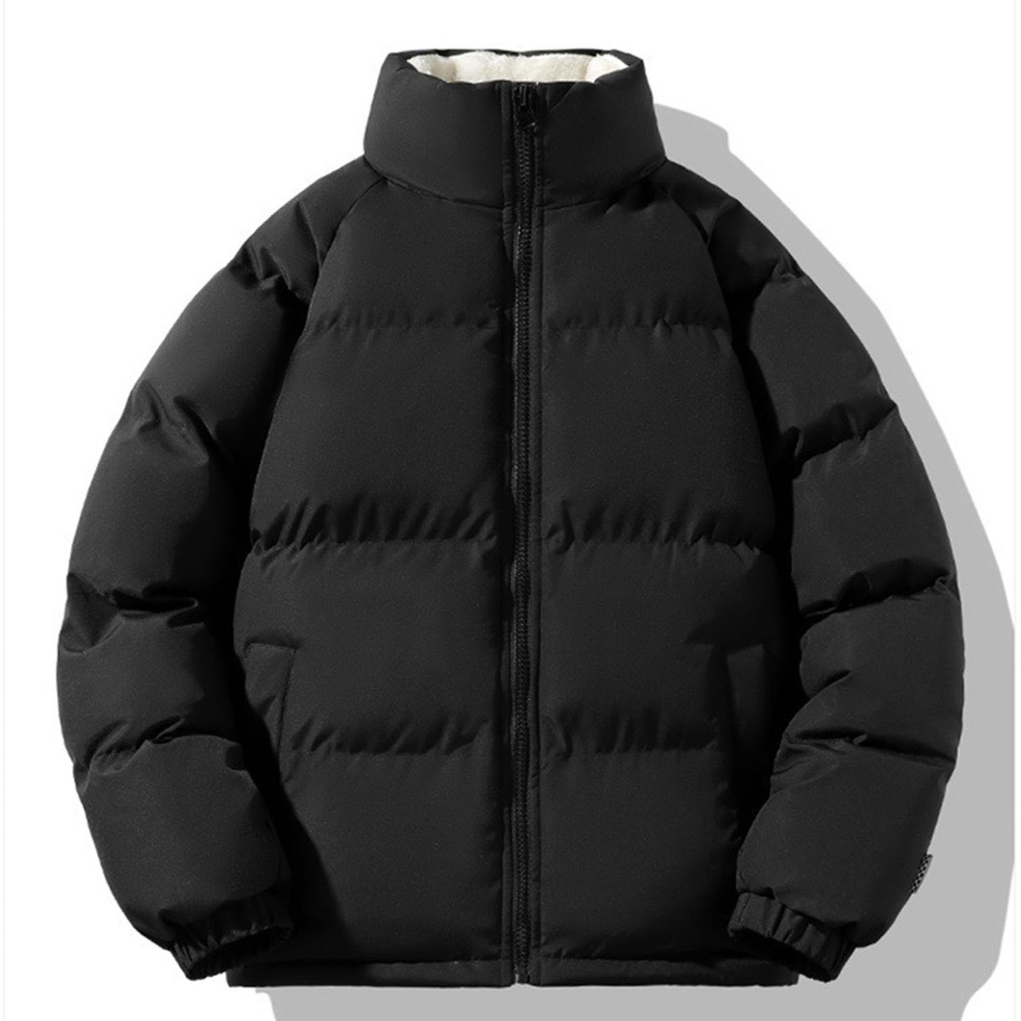 Abrigo de burbujas para hombre, con cuello alto, ajuste holgado, con forro de sherpa, acolchada, aislante
