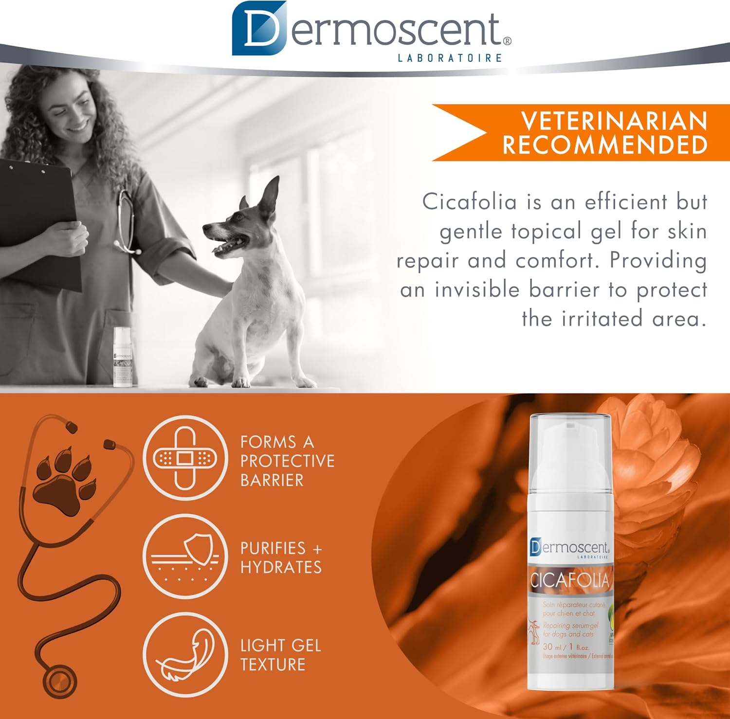 Cicafolia Skin Repair Gel-Serum for Dogs and Cats | Natural Skin Healing Solution | 30 ML