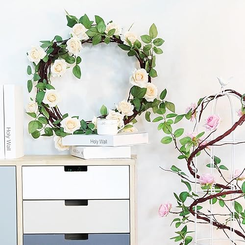 Miniatura 4 de Guirnalda de flores artificiales para colgar en la pared, de 118 pulgadas, diseño bohemio, para colgar en la pared, guirnalda de plantas falsas para