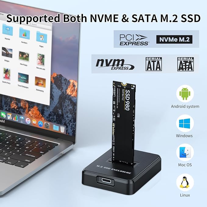 Adaptador M.2 NVMe y SATA a USB 3.2 Gen 2 miniatura 3