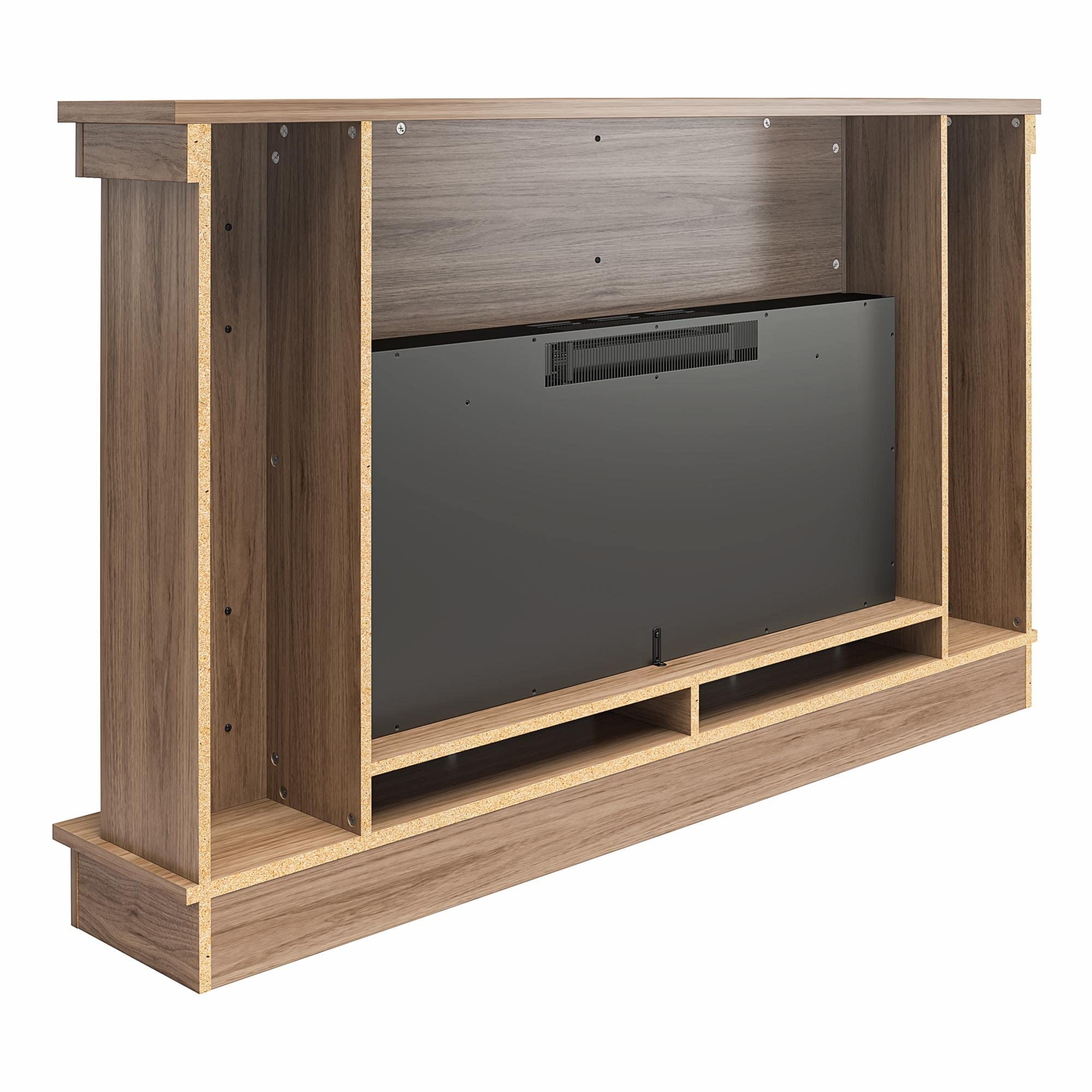 Amazon.com: Ameriwood Home Elmcroft Wide Mantel with Linear Electric  Fireplace, Walnut : Home u0026 Kitchen