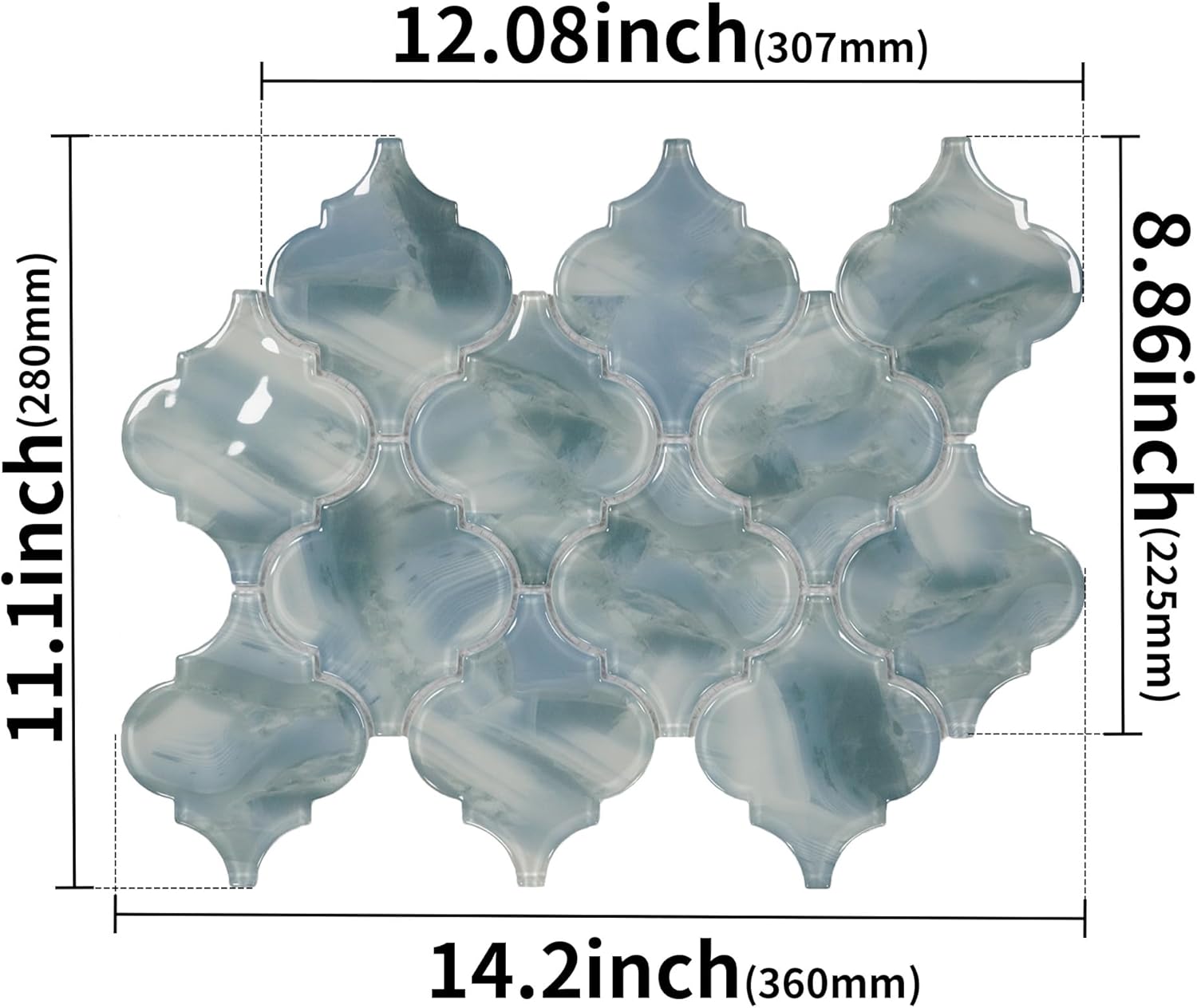 5 Sheets Arabesque Porcelain Tile for Kitchen Backsplash