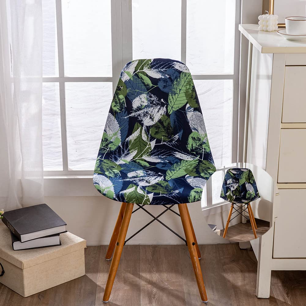 Highdi Fallen Leaves Scandinavian Dining Chair Covers, Stretch Universal Armless Chair Slipcovers Shell Chairs Covers Removable Washable For Kitchen, Bedroom, Living Room, Lounge (,4Pcs)