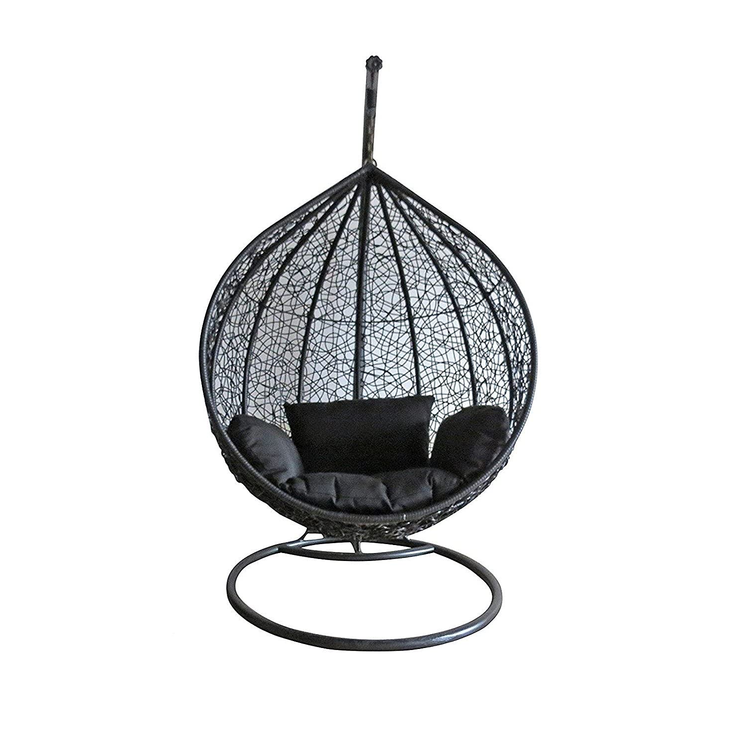 dirty pro tools™ Black Colour Rattan Swing Egg Chair Outdoor Garden Patio Hanging Wicker Weave Furniture